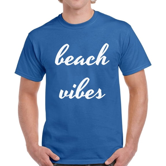 Beach Vibes White T-Shirt for Men - S M L XL 2XL 3XL 4XL 5XL Graphic Tee - Summer Clothes Collection Vacation Shirt Mens