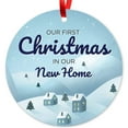 thumbnail image 1 of Soul Décor Christmas Tree Ornaments Decorations, Our First Christmas in Our New Home Ornament, Large 3.75" Round Metal Ornament, Velvet Pouch Included, 1 of 7