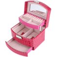 thumbnail image 2 of 3 Layers Jewellery Necklace Ring Storage Box with Modern Buckle Closure[Rose Red], 2 of 5
