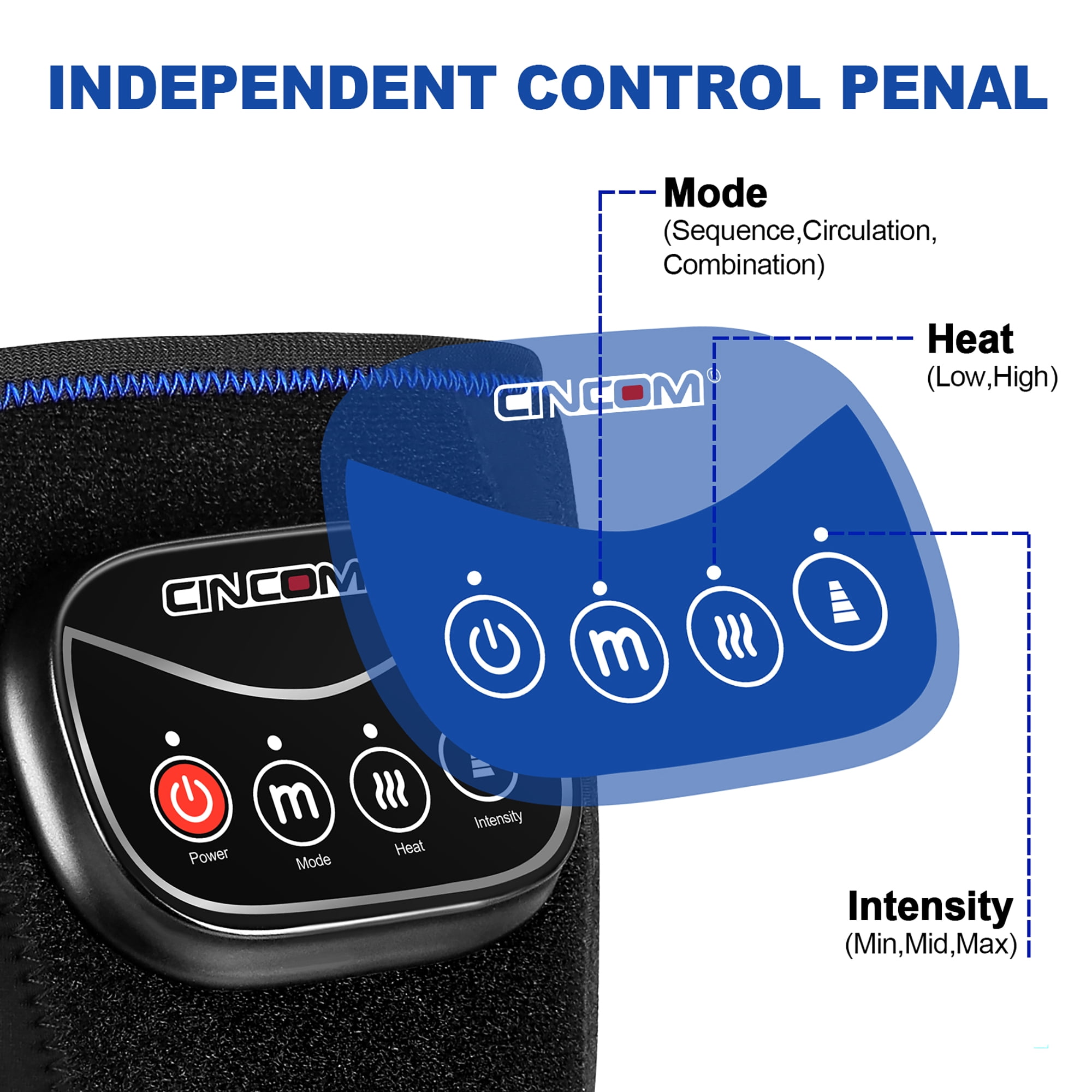 CINCOM Knee Massager with Heat,Air Compression Elbow Knee Brace Massage for Pain Relief, FSA/HSA Eligible (A Pair)