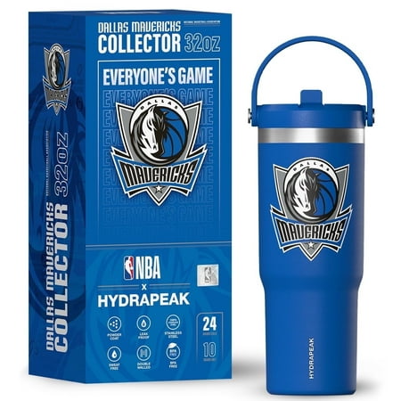 Hydrapeak x NBA Officially Licensed Dallas Mavericks 32oz Nomad Stainless Steel Tumbler with Handle and Straw Lid Leakproof Water Bottle in Limited Edition Collector s Gift Box