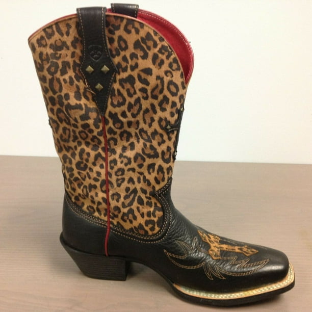 leopard print leather booties