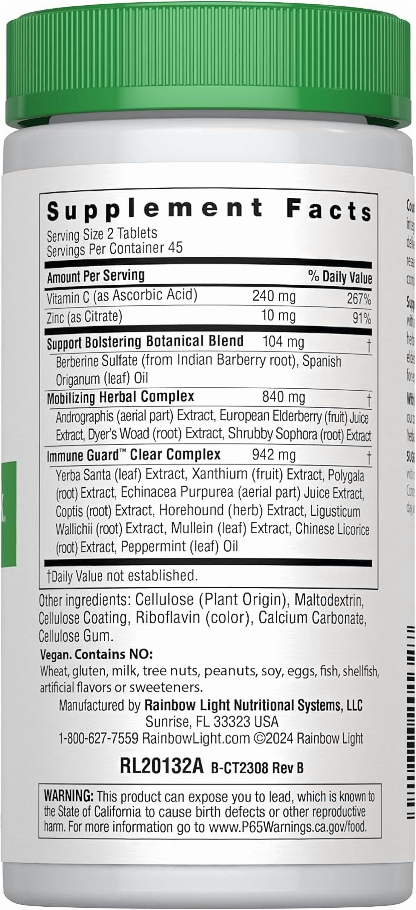 Counter Attack Immune Support Tablets | with Vitamin C and Zinc | 90 Count | by Rainbow Light