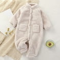 thumbnail image 2 of Otqutp Baby Winter Fleece Jumpsuit Toddler Unisex Crewneck Flannel Onesie Romper Sherpa Fuzzy Furry Snowsuit with Pocket, 2 of 4