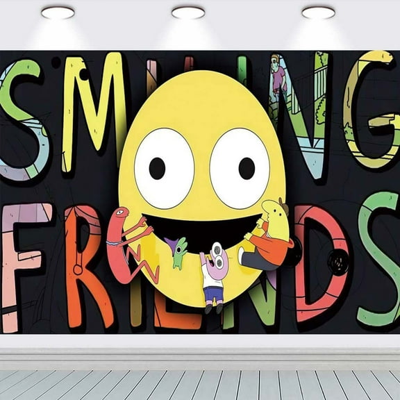 Smiling Friends Backdrop Banner Party Supplies Poster Movie Theme Background for Photography Birthday Decorations