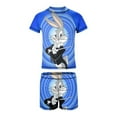 thumbnail image 6 of Looney Tunes Bugs Bunny Boys 2-Piece Swimsuit Set, Short Sleeve Rash Guard & Swim Trunks, 6 of 7