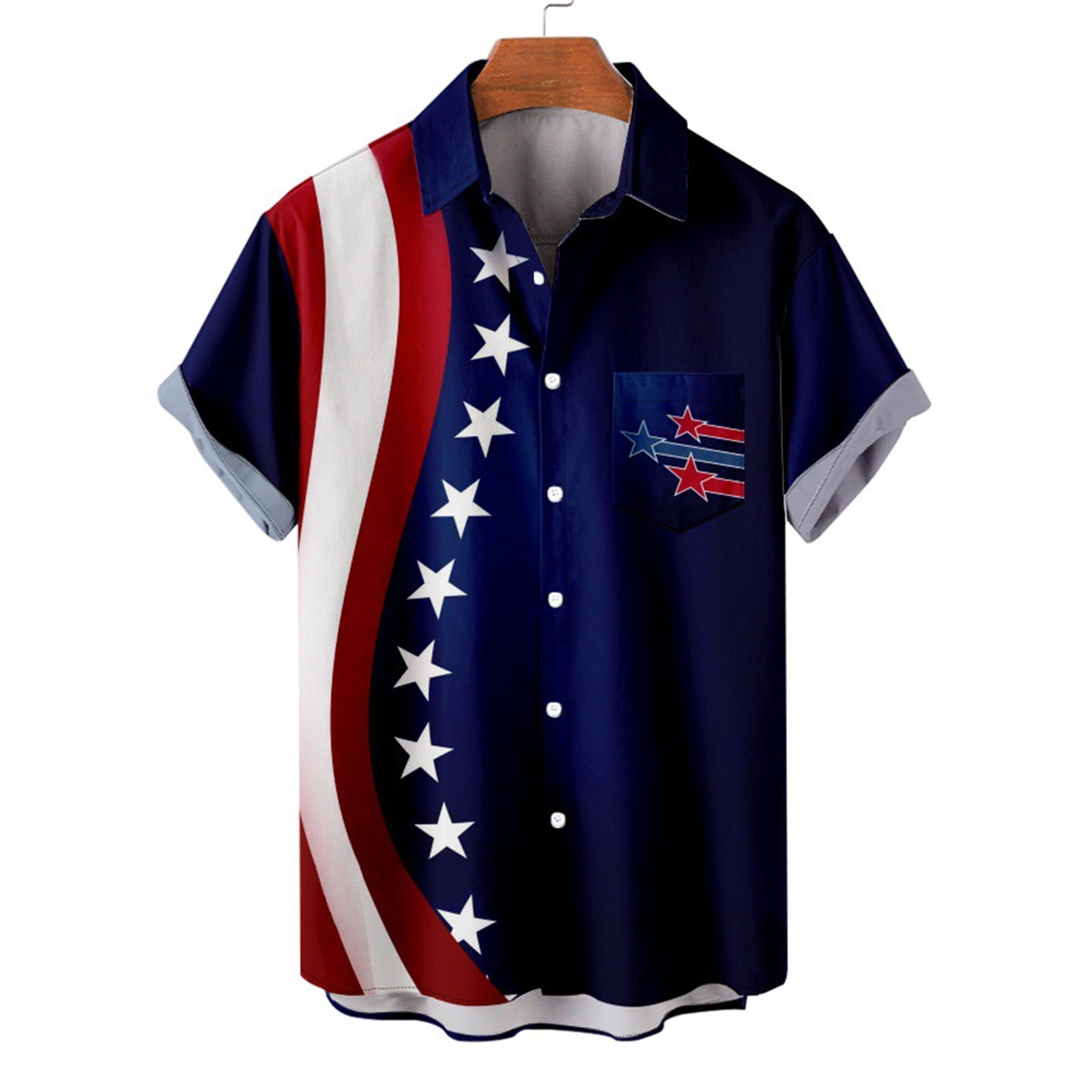 Holloyiver 2023 Patriotic Short Sleeve Button Up Shirts for Men ...