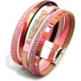 thumbnail image 1 of HSHDLDF Women Sparkling Multi Strand Leather Wrap Bracelet Multicolor Stackable Bohemian Braided Bracelets Cuff Bangle Wristband Handmade Jewelry, 1 of 5