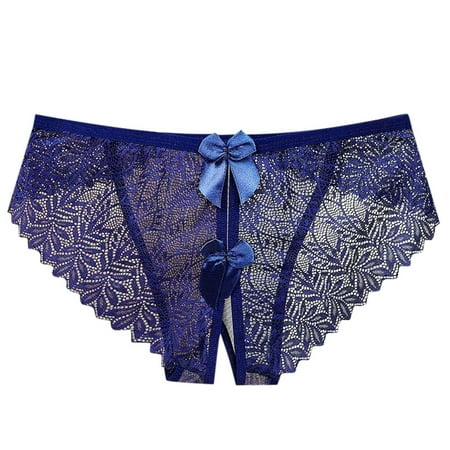 Yuhangmm Women s Underwear Sexy Lace Hollow Open Crotch Shorts Pure Desire And Scheming Bow Sheer Lingerie Robe for Women