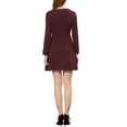 thumbnail image 3 of INSPIRE CHIC Women's Vintage Plaid Zip up Long Sleeve Fit and Flare Mini Dress XS Burgundy-Solid, 3 of 6