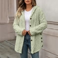 thumbnail image 4 of Zedker Women Hooded Button Up Fleece Jacket Long Sleeve Fuzzy Coat Loose Warm Outerwear with Pockets Green Jackets for Women, 4 of 6