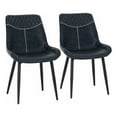 thumbnail image 1 of Linon Mabry Faux Leather Upholstered Set of Two Dining Chairs Steel Legs in Blue, 1 of 12