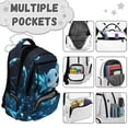 thumbnail image 7 of Pzuqiu Galaxy Axolotl Backpack for School Kids Boys Blue Large Capacity 17 Inch Schoolbags with Side Pockets Breathable Shoulder Bookbag Portable School Bags Ages 6-12, 7 of 7