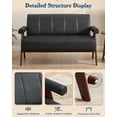 thumbnail image 4 of LAZZO 50" Loveseat Sofa, Faux Leather Upholstered Couch with Wooden Armrests for Small Spaces, Black, 4 of 9