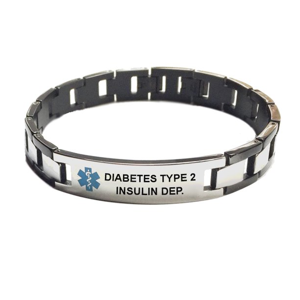 Diabetes Type 2 Insulin Dependent Box Link Medical Alert ID Bracelet