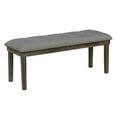 thumbnail image 1 of Rustic Dark Oak Dining Bench Upholstered with Gray Linen Fabric, 1 of 2