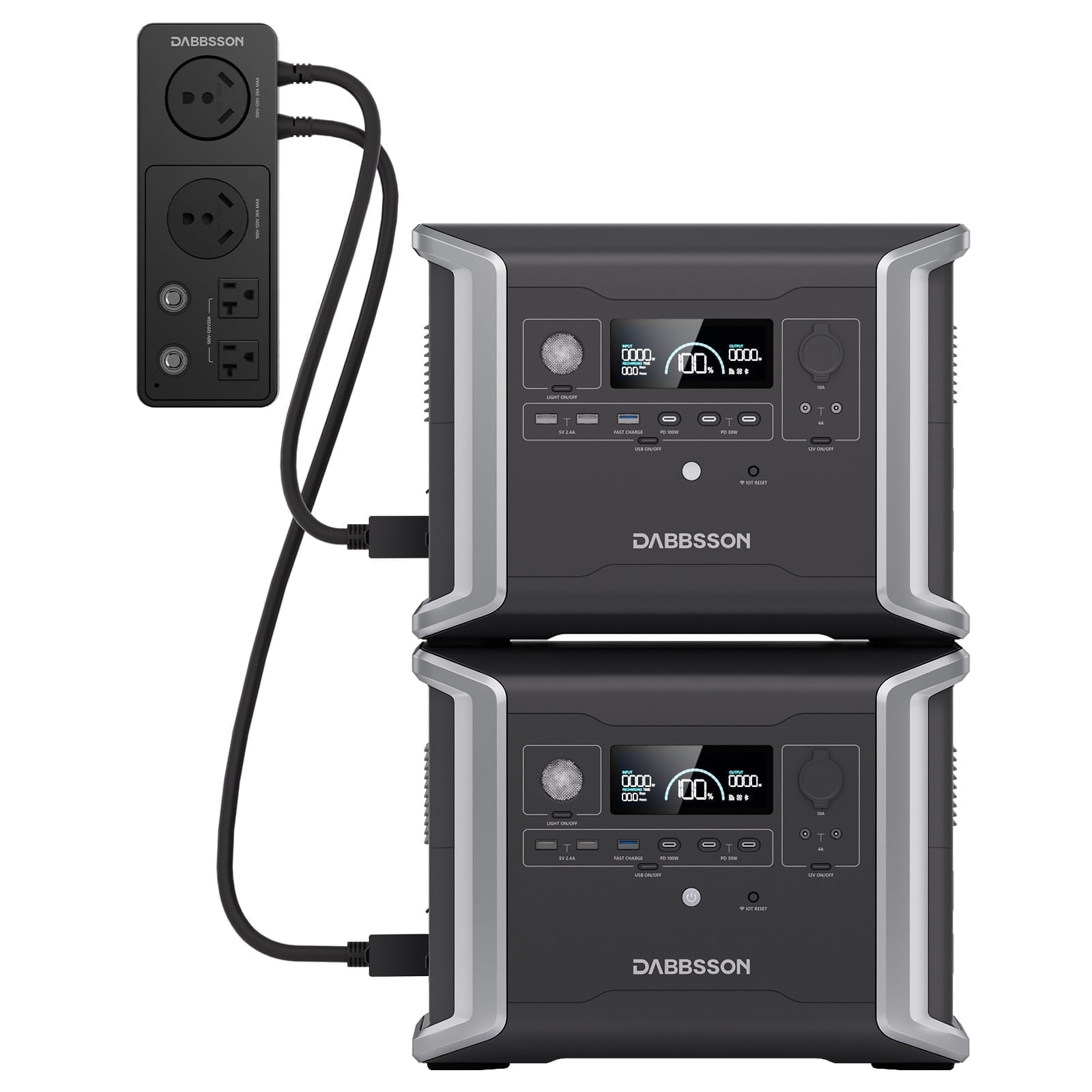 Dabbsson Portable Power Station 2x DBS1300 2660Wh 2000W Solar Generator +Parallel Box for Home Backup, Vanlife, Emergency