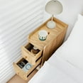 thumbnail image 3 of LEFHDA Modern Narrow Nightstands Set of 2 & Dressers Mid-century Modern Natural Wood Bedside Tables with Drawers, Open Shelf, and Wood Grain Design for Bedroom & Living Room, 3 of 9