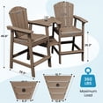 thumbnail image 2 of LOYALICE Tall Plastic Adirondack Chair Set of 2 W/ Outdoor Barstools and Connecting Tray, Brown, 2 of 11