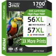thumbnail image 1 of Cartuchos de Tinta PFKink 56XL 57XL Reemplazo para HP 56 57 para usar con DeskJet 5850 5650 5150, PhotoSmart 7150 7260 7350 7960, Impresora PSC 2510 (2 Negro, 1 Color), 1 of 6