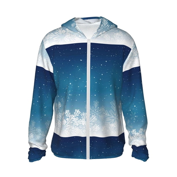 Balery Christmas Snowflakes Sudadera ligera de manga larga con capucha y protección solar UPF 50+ para hombre y mujer, ideal para pesca y running-Medium