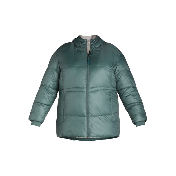XLサイズ FEELS SHELL DOWNJACKET LIGHT GREEN Women's Short Alsea Down Jacket in Stretch Nylon with Detachable
