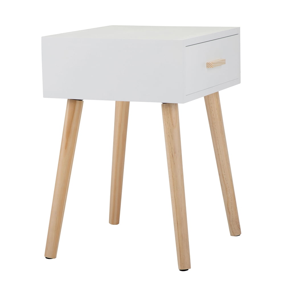 Kepooman Set of 2 Nightstands for Bedroom with 1 Drawer Storage Drawer, Fashion Bedside Cupboard for Nursery, Bedside Furniture for Living Room, White Kepooman Set of 2 Nightstands for Bedroom with 1 Drawer Storage Drawer, Fashion Bedside Cupboard for Nursery, Bedside Furniture for Living Room, White