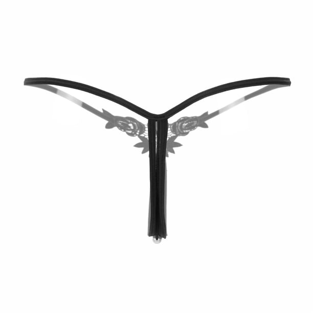 Gibobby Lencería de encaje Ropa interior Braguitas Señora Bordado Bragas V-string Lencería G-string Sexy(Negro Talla única)