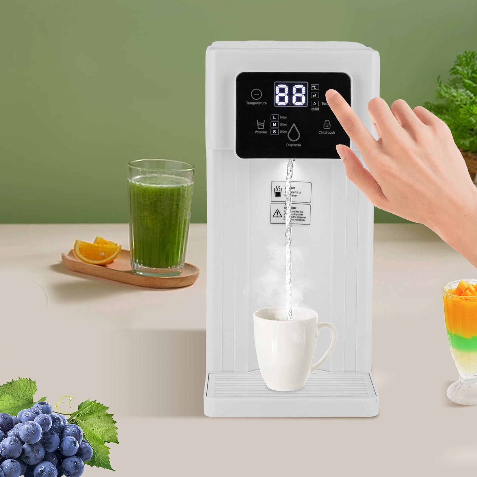 Instant Hot Water Dispenser, 1500W Rapid Heating, 0.79 Gallon Capacity, 3 Temperature Settings with Safety Lock, Compact 9.05x11.22in for Office