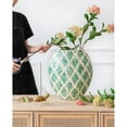thumbnail image 5 of A&B Home  Green and Tan Diamond Pattern Capiz Vase Small 13 inches, 5 of 6