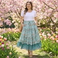 thumbnail image 3 of Agnes Orinda Women's Plus Size Skirts Boho Curvy Elastic High Waist A-Line Maxi Tiered Skirts with Pockets 2X Light Green, 3 of 9