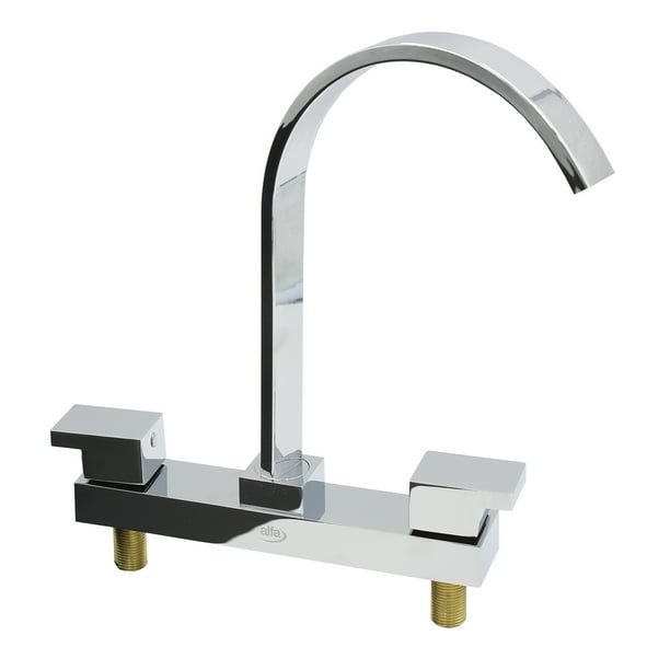 Llave Mezcladora Fregadero O Tarja Cocina Alfa Acero Inoxidable Cromada Manerales Garza
