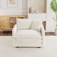 thumbnail image 3 of MIKIBAMA Beige Chenille Single Seat Comfy Sofa with Square Arms, 3 of 7