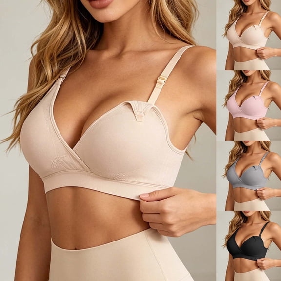 Tisuna Front Closure Wireless Nursing Bra For Women Plus Size Maternity Comfort Breathable Bras For Daily Wear