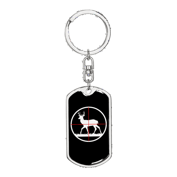 Fast Food Deer Hunter'S Keychain Stainless Steel or 18k Gold Dog Tag Keyring