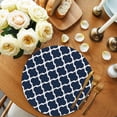 thumbnail image 2 of Navy Blue Morocco Pattern Round 13 Inch Placemats Set of 4, White Moroccan Geometric Art HeatResistant Non Slip Place Mats for Dining Table, Wipeable Braided Kitchen Table Mats for Housewarming, 2 of 9