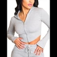 thumbnail image 1 of Sudadera con Capucha y Cremallera para Mujer, Chaqueta Tipo Cárdigan Corto, Sudadera con Capucha, Top Informal de Larga. Gris S, 1 of 10