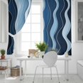 thumbnail image 5 of Fsddascl Abstract Blue Moire Blackout Curtains for Bedroom/Living Room, Thermal Insulated Kitchen Curtains, Gradient Coastal Ocean Geometric Waves Grommet Darkening Window Treatment Drapes 52"x84"x2, 5 of 8