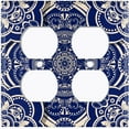 thumbnail image 3 of Metal Light Switch Plate Cover Mandala Blue White Floral Tile Pattern Damask MDL081, 3 of 13
