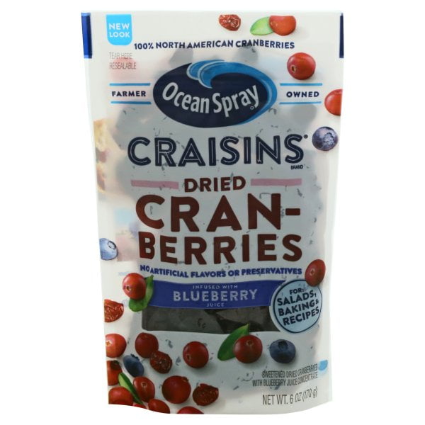 Ocean Spray Craisins Dried Cranberries Infused with Blueberry Juice, 6