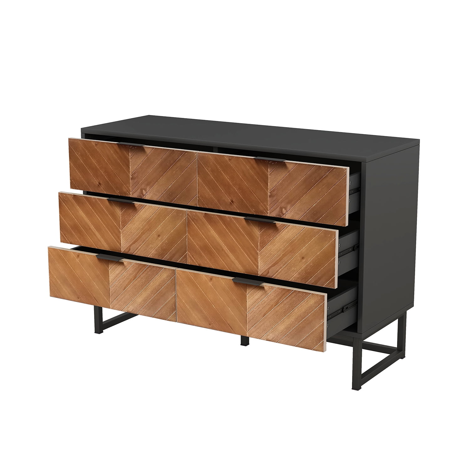 Kadyn 6 Drawer Dresser, Chest of Drawers with Metal Leg and Handle, Particle Board Storage Cabinet for Bedroom,Black Kadyn 6 Drawer Dresser, Chest of Drawers with Metal Leg and Handle, Particle Board Storage Cabinet for Bedroom,Black