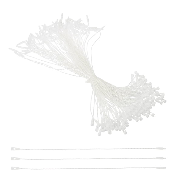 100 Pcs Polyester Hang Tag String, 8 Inch White Snap Lock Pins Loop Fastener Price Tag Ties for Clothes Shoes Luggage