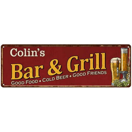 UPC 667438015343 product image for Colin's Bar and Grill Red Personalized Man Cave Decor 6x18 Sign 106180054148 | upcitemdb.com
