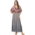 thumbnail image 5 of Sakkas Delma Women's Long Maxi Column V-neck Short Sleeve Slim Dress with Print - TRBK252-Black - One Size Regular, 5 of 5