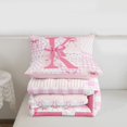 thumbnail image 5 of Erosebridal Pink Princess Bowknot Twin Comforter Sets,First Letter K Bedding Set For Girly,Pink Reversible,2 Pieces, 5 of 7