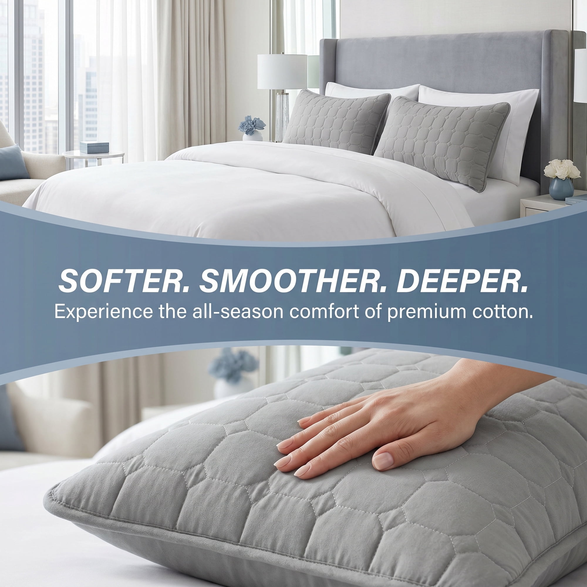 Unique Bargains Quilted Cotton Covers Pillow Protectors with Envelope Standard Size Gray
