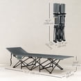 thumbnail image 2 of Folding Camping Cot for Adults with 3.5" Removable Cushion and Angled Headrest, Portable Metal Frame Camp Bed with Carry Bag, 73.2"L x 26.8"W, Black, for Outdoor Travel, 2 of 7
