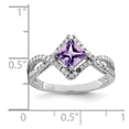 thumbnail image 5 of 925 Sterling Silver Rhodium-plated Diamond and Amethyst Ring Size 7, 5 of 6