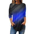thumbnail image 2 of Womens Blouses and Tops Dressy Women's Loose Round Neck Print 3/4 Sleeve T-Shirt Top Pullover, 2 of 5