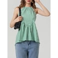 thumbnail image 6 of Yunliwuli Women's Summer Fashion Tank Tops Sleeveless Open Back Halter Neck Striped Peplum Tops, 6 of 9